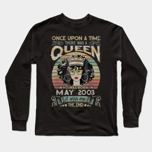 Girls 17th Birthday Queen May 2003 Queen Birthday Long Sleeve T-Shirt